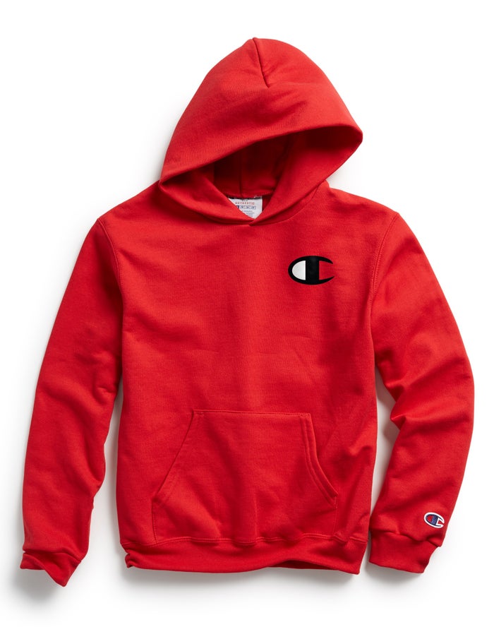 Champion Hoodie Jongens - Rood - Double Dry Giant C Logo ( 302589-ZJC )